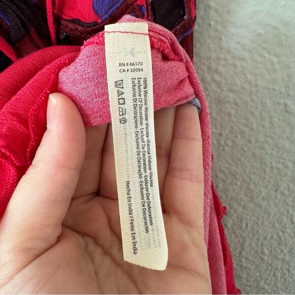 Free People Sweet Lucy Coral Red Print Mini Dress Size Small - Picture 8 of 11